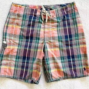 POLO RALPH LAUREN MENS PLAID BOARD SHORTS SIZE 40 PREPPY CLASSIC
